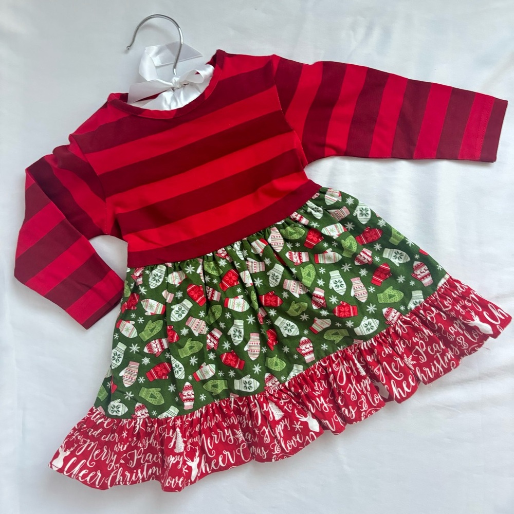 Ricrac & Ruffles Christmas Mystery dress 18m